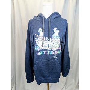 BWEAR Grateful Dog Lover Gnome Graphic Hoodie Sweatshirt Women's Small Blue Gray